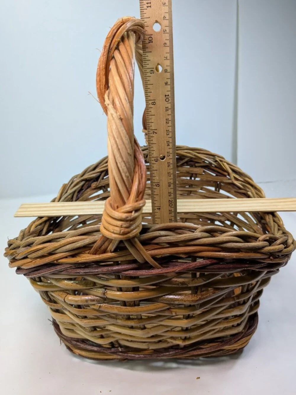 Vintage Fall Harvest Woven Basket Pumpkins Cornucopia Decor Overhead Handle